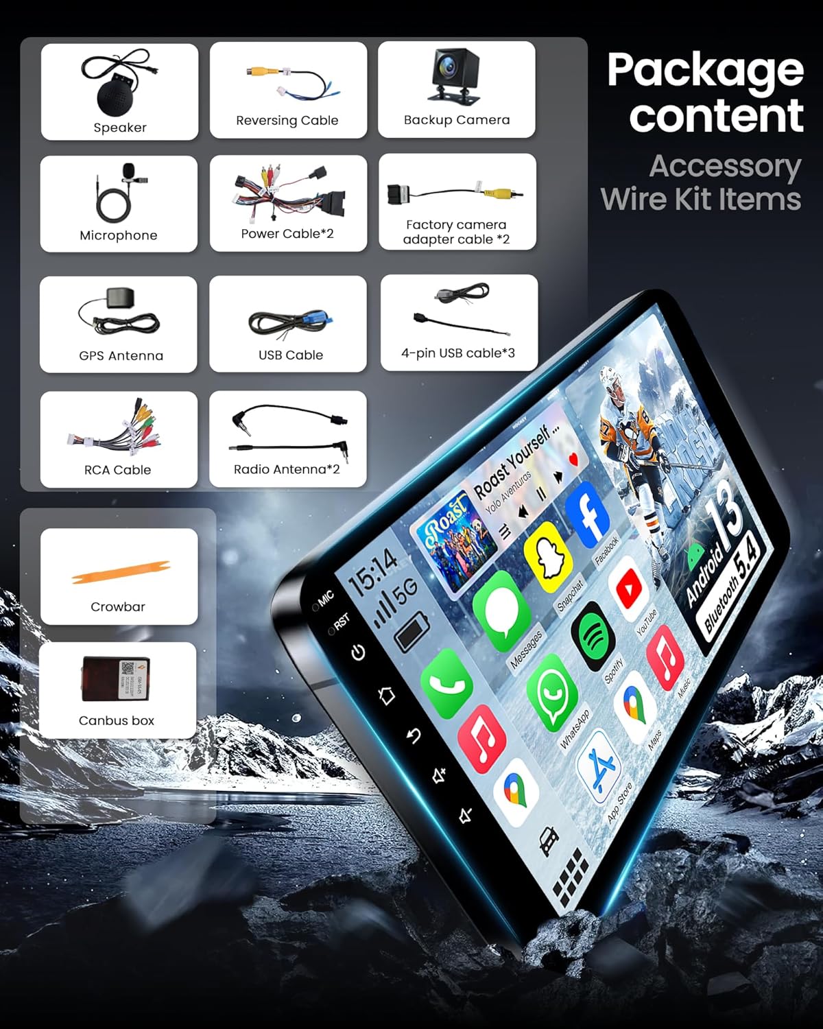 Car Radio Stereo for 2007-2013 Chevy Silverado 1500: 8inch 1280 * 800 IPS Touchscreen CarPlay Android Auto GPS 5GWiFi Bluetooth FM SWC 1080p Backup Camera