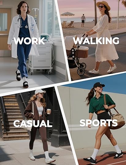 Womens Retro Mary Jane Sneakers Lightweight Comfortable Slip On Walking Shoes Non Slip Work Business Casual Footwear Womens Fashion Ballet Sneakers