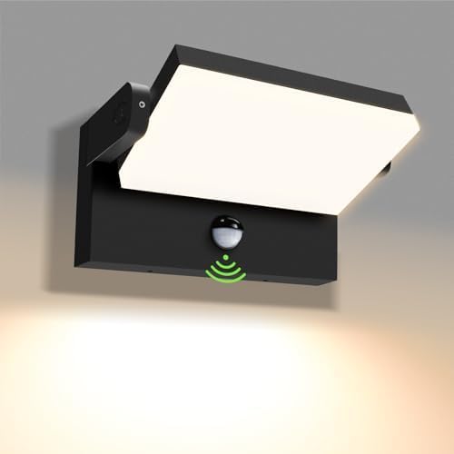 20W/40W/55W LED Outdoor Motion Sensor Wall Light, 3000K/4000K/6500K Aluminum Exterior Lighting Fixtures, 360° Rotatable Wall Pack Lights, IP65 Waterproof Sconce for Porch Patio Garage, Black