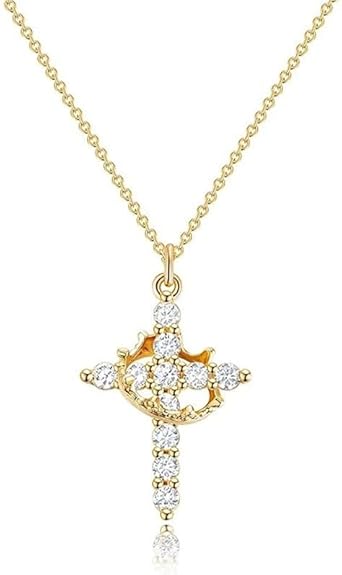 Bacacab Gold Cross Necklace for Women Trendy, Real Gold Plated Minimalist Cross Necklace, Cute Cross Faith Pendant Chain Necklace Charm Crucifix Christian Non-Tarnish Jewelry Gift Box