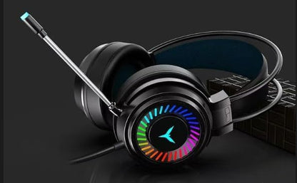 Wired Gaming Headset for PS4 PC Xbox One PS5 Controller, Noise Cancelling Over Ear Headphones with Mic, 7 Color LED Light, 7.1 Surround Sound, Soft Memory Earmuffs for Nintendo Xbox Series