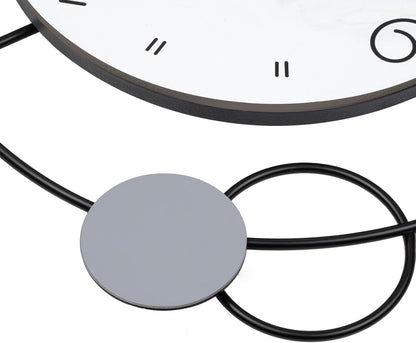 JTWALCLOCK Decorative Wall Clock for Living Room Decor Large Modern Black Metal Wall Clock with Pendulum Battery Operated Non Ticking 15 Inch Big Silent Clock for Kitchen Office Bedroom Home Decor