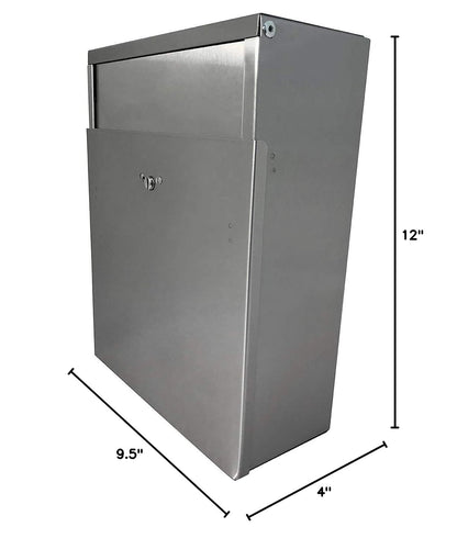 Stainless Steel Wall-Mounted Trash Receptacle with Front Access Door