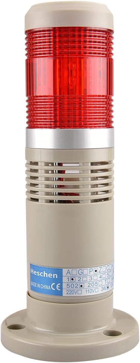 Heschen Tower Stack Light 24V DC Industrial Red LED Alarm Warning Flashlight