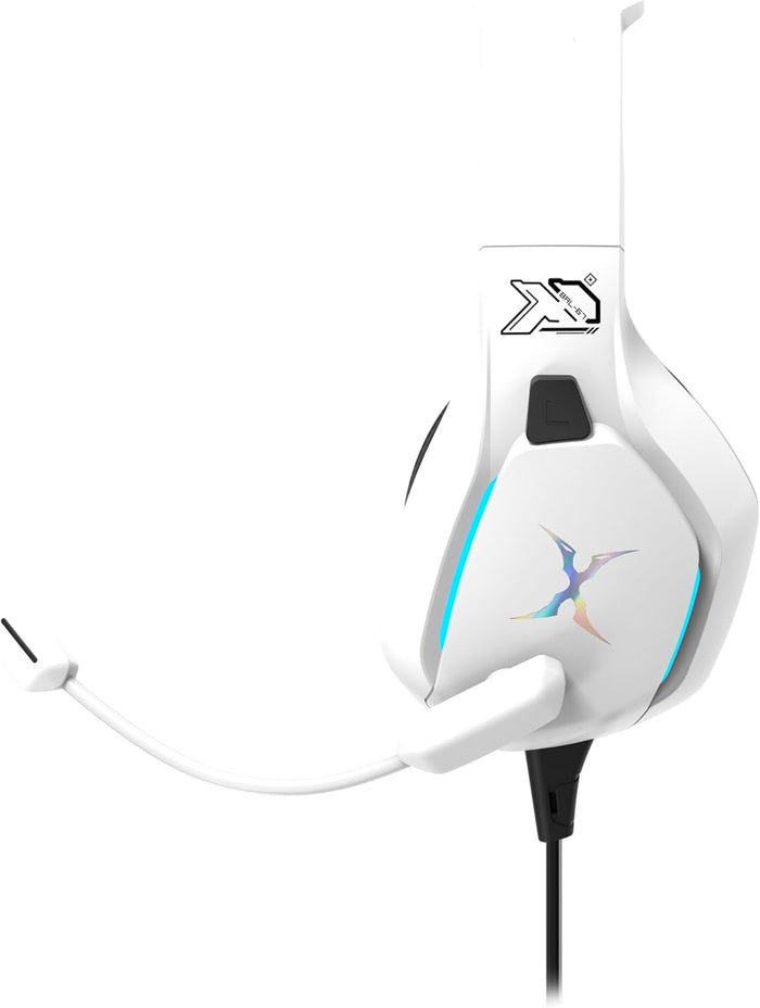 FOXXRAY BAL-67 Gaming Headset for PC, PS4, PS5, Xbox, Surround Sound Headphone with Noise Canceling Microphone, 50MM Dynamic Drivers, Wired 3.5mm Audio Jack, Breathable Mesh Ear Cushions - White