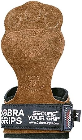 Grip Power Pads Cross Training Grips Best Gymnastics Grips Keep Your Hands Free from Blisters & Callouses Pullups Weight Lifting Chin Ups (Small 3.75"-4.25", Brown Nubuck Leather)