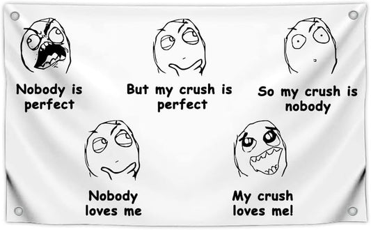 3x5 Feet Single Sided Funny Meme Flags with Quotes - Happy Faces Poster Polyester for Room Teens - Humorous Banners for Party with Four Brass Grommets - Comical Flag for Room College Dorm Decoration