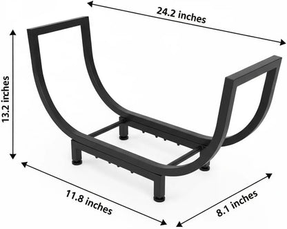 Thornfield 24.5 Inch Curved Firewood Rack, Indoor Outdoor Durable Log Holder, Heavy-Duty Fireplace Wood Storage Rack with 300lbs Load Capacity, Waterproof & Rustproof