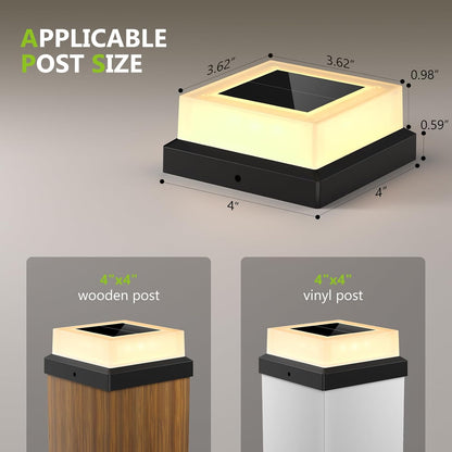 Outdoor Waterproof with Warm White Lighting Black Waterproof Cap Post Lights fit 3.5x3.5/4x4 Wooden/Vinyl Posts