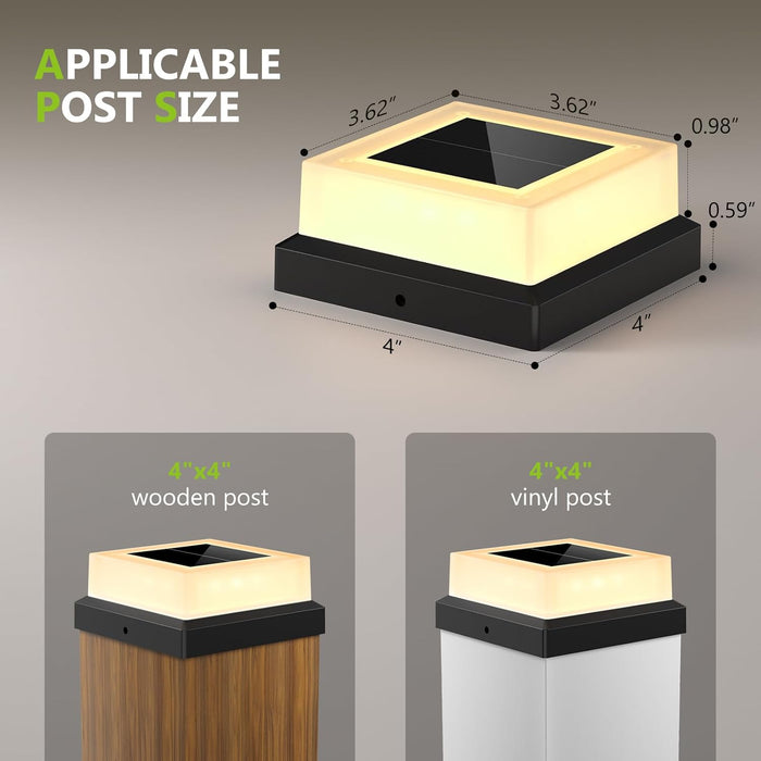 Outdoor Waterproof with Warm White Lighting Black Waterproof Cap Post Lights fit 3.5x3.5/4x4 Wooden/Vinyl Posts