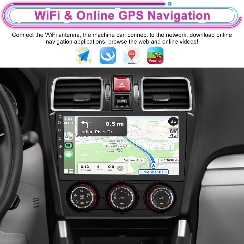 Car Stereo Radio for Subaru Forester 2015-2018 with Wireless CarPlay & Android Auto, 2GB+64GB Android 13, 9" Touchscreen with Backup Camera HD GPS Navigation, Bluetooth 5.0, WiFi, FM/AM, DSP