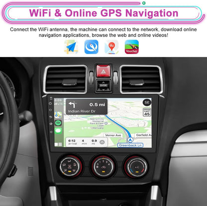 Car Stereo Radio for Subaru Forester 2015-2018 with Wireless CarPlay & Android Auto, 2GB+64GB Android 13, 9" Touchscreen with Backup Camera HD GPS Navigation, Bluetooth 5.0, WiFi, FM/AM, DSP