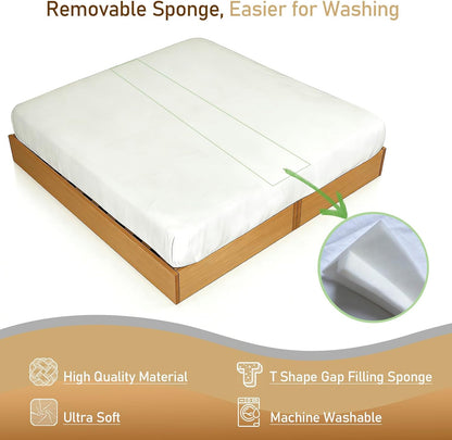 Bed Bridge Twin to King Mattresses Converter, Sheet-Style Beds Gap Filler with Removable Sponge, Machine Washable Connector for Family Room or Hotel, Mattress Gap Foam Filler King Size Bed 78"x 75"