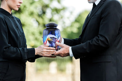 Fishing Cremation Urn for Human Ashes | Adult Cremation Urn for Ashes, Urn for Men & Women, Handmade Funeral Urns with Velvet Bag 200cubic Inch. (Blue, Adult)