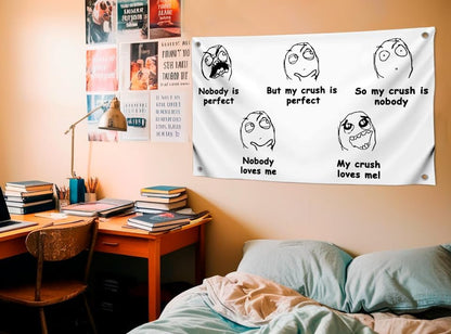 3x5 Feet Single Sided Funny Meme Flags with Quotes - Happy Faces Poster Polyester for Room Teens - Humorous Banners for Party with Four Brass Grommets - Comical Flag for Room College Dorm Decoration