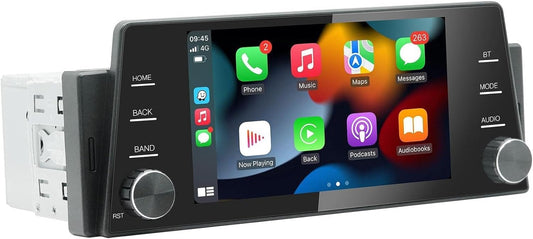 Single Din Car Radio Wireless CarPlay Wireless Android Auto, 5 Inch Touchscreen Car Stereo Head Unit with Mirror Link, GPS Navigation, USB/Bluetooth, FM Radio