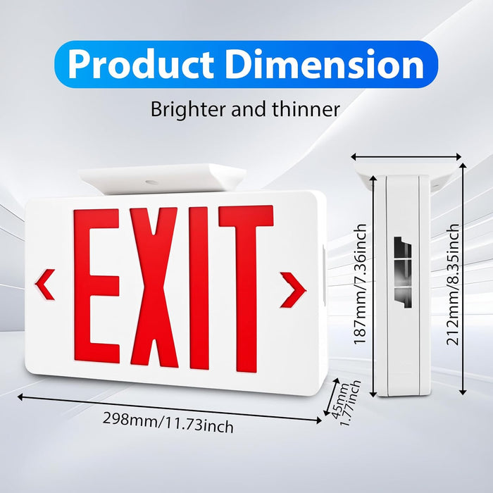 LED Exit Sign with Battery Backup, Double Sided Red Emergency Light, AC 120-277V Hardwired,ETL Listed,Exit Sign for Business,2 Pack