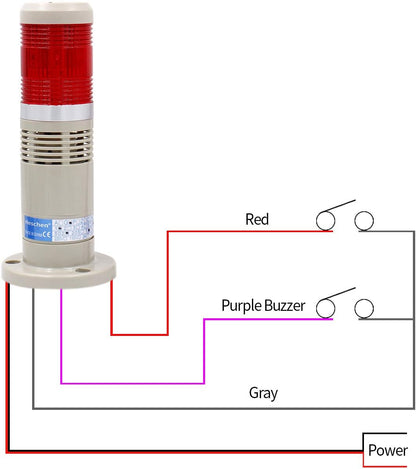 Heschen Tower Stack Light 24V DC Industrial Red LED Alarm Warning Flashlight