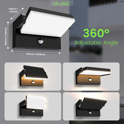 20W/40W/55W LED Outdoor Motion Sensor Wall Light, 3000K/4000K/6500K Aluminum Exterior Lighting Fixtures, 360° Rotatable Wall Pack Lights, IP65 Waterproof Sconce for Porch Patio Garage, Black