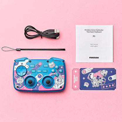 FUNDIAN X1 Bluetooth Game Controller Keyboard Mouse CookieRun Limited Edition, Remote Wireless Controller Compatible with Smartphone, Laptop, Tablet, PC, iPhone, iPad, Nvidia Shield TV, Chromecast with Google TV (Blue_CookieRun_Eng/Kor)