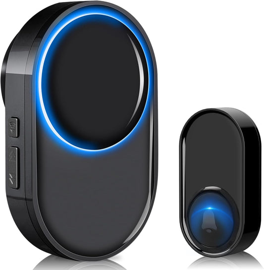 Wireless Bell 1 Transmitters 1 Receivers, Bell Front Door Radio Set, 400 m / 1300 ft Range, 58 Melodies, IP55 Outdoor Waterproof for Garden, Home, Office