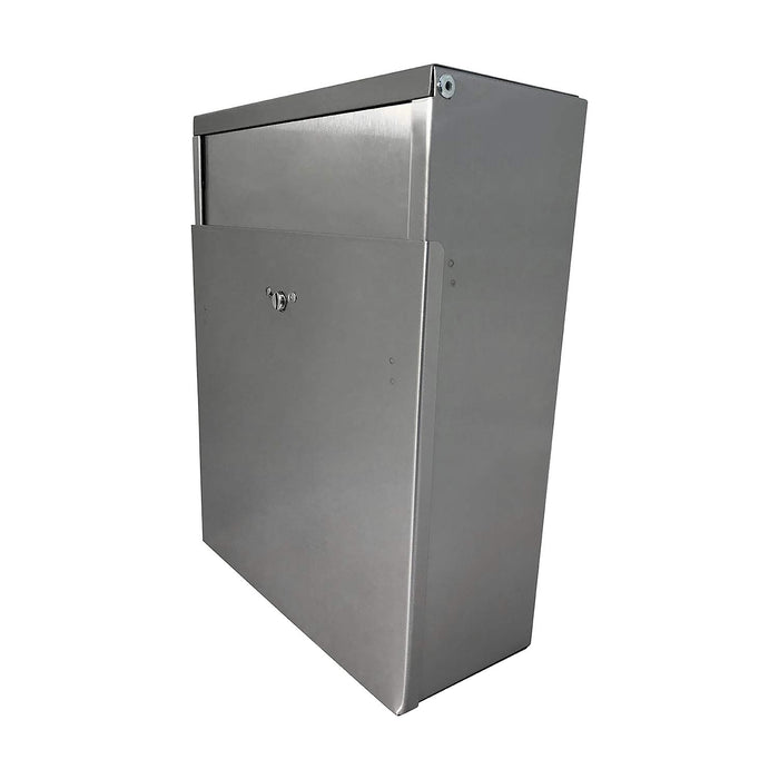 Stainless Steel Wall-Mounted Trash Receptacle with Front Access Door