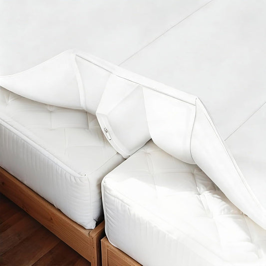 Bed Bridge Twin to King Mattresses Converter, Sheet-Style Beds Gap Filler with Removable Sponge, Machine Washable Connector for Family Room or Hotel, Mattress Gap Foam Filler King Size Bed 78"x 75"