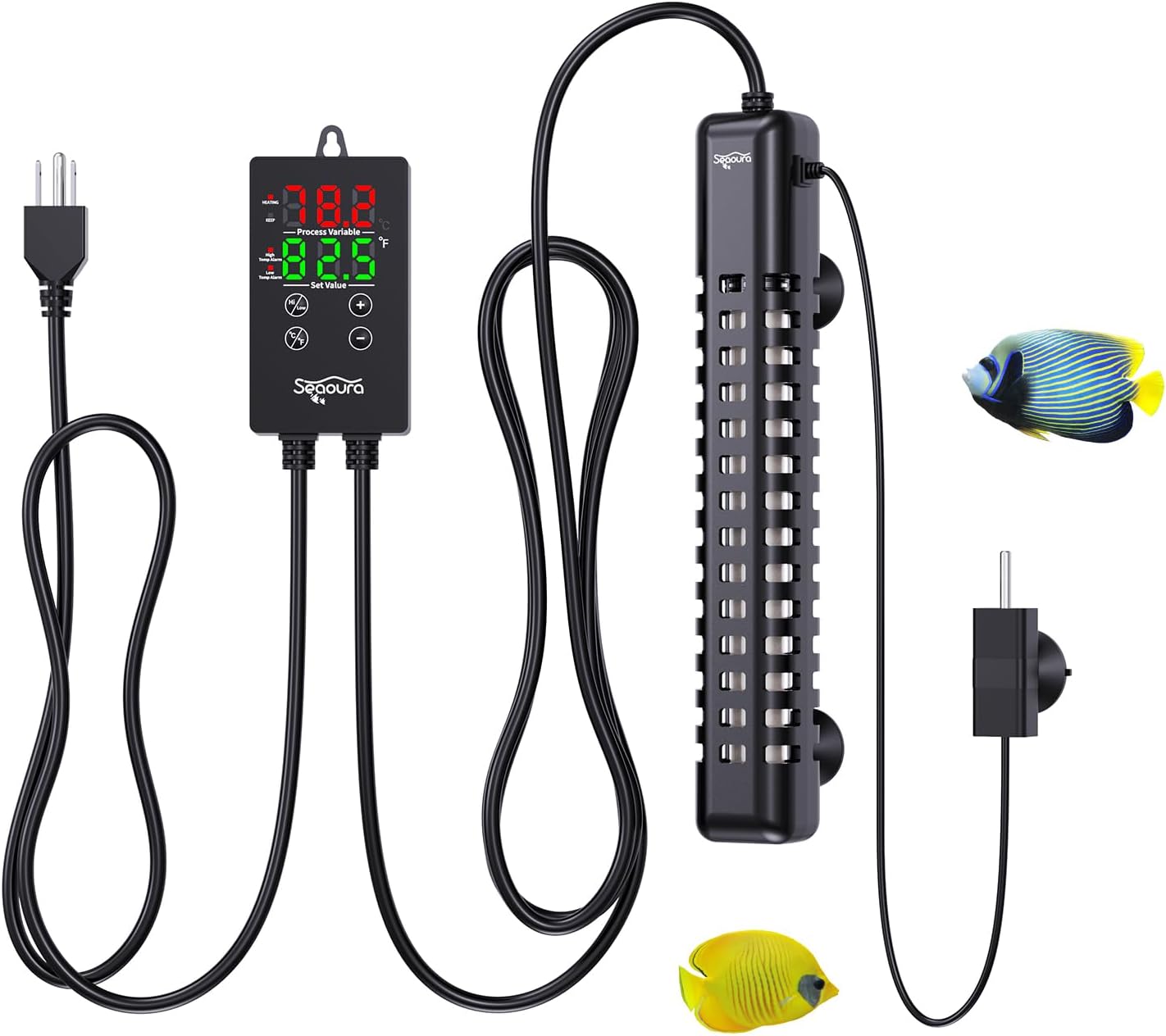 SEAOURA Aquarium Heater, 300W Fish Tank Heater for 50-60 Gallon, Submersible Heater for Fish Tank with Over-Temperature Protection, Automatic Power-Off, Saltwater Freshwater