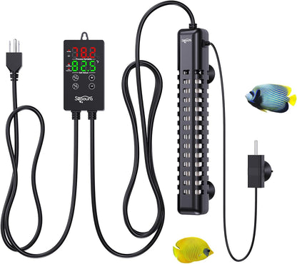 SEAOURA Aquarium Heater, 300W Fish Tank Heater for 50-60 Gallon, Submersible Heater for Fish Tank with Over-Temperature Protection, Automatic Power-Off, Saltwater Freshwater