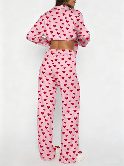 VFURYGD Women Satin Pajama Set Long Sleeve Laper V Neck Button Down Loungewear Silk Pjs Set with Pockets