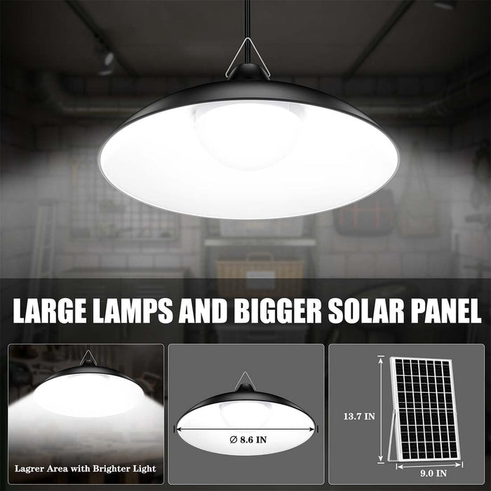 Solar Shed Light Indoor Outdoor, 3000LM Daytime Available Pendant Light with Remote Control, Dusk to Dawn, Brightness Dimmable, Timing, IP67 Waterproof for Gazebo, Storage, Porch, Shop, Barn (Large)