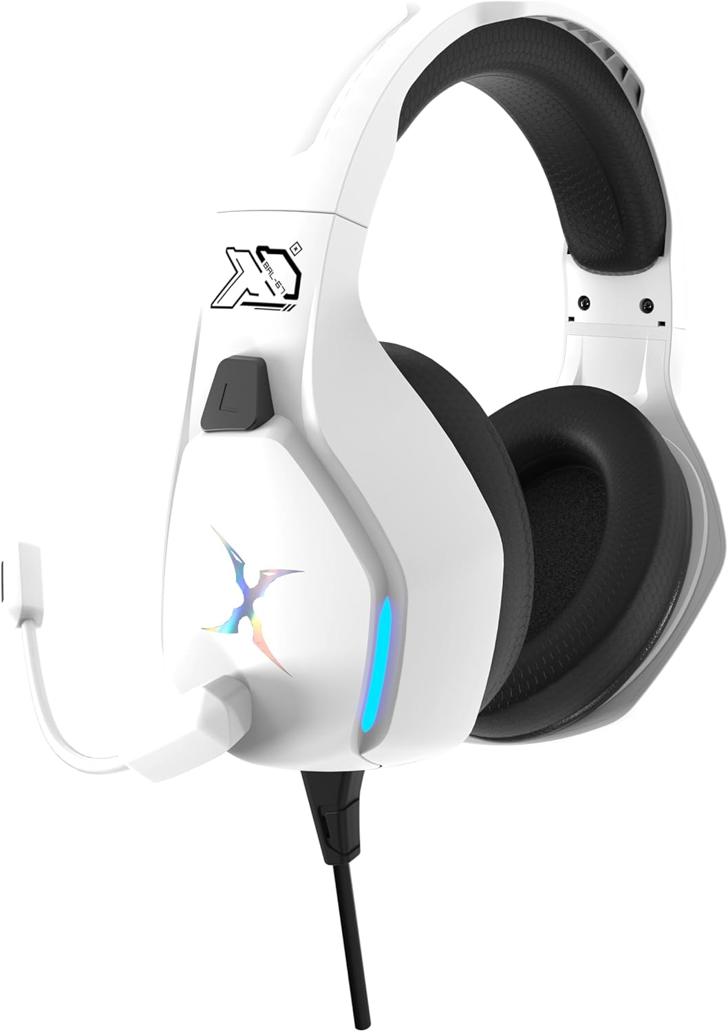 FOXXRAY BAL-67 Gaming Headset for PC, PS4, PS5, Xbox, Surround Sound Headphone with Noise Canceling Microphone, 50MM Dynamic Drivers, Wired 3.5mm Audio Jack, Breathable Mesh Ear Cushions - White