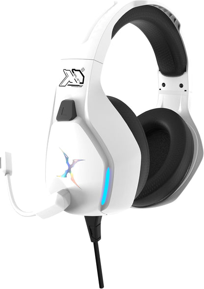 FOXXRAY BAL-67 Gaming Headset for PC, PS4, PS5, Xbox, Surround Sound Headphone with Noise Canceling Microphone, 50MM Dynamic Drivers, Wired 3.5mm Audio Jack, Breathable Mesh Ear Cushions - White