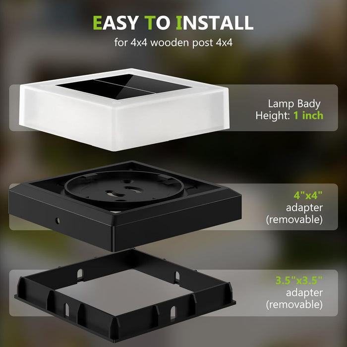 Outdoor Waterproof with Warm White Lighting Black Waterproof Cap Post Lights fit 3.5x3.5/4x4 Wooden/Vinyl Posts
