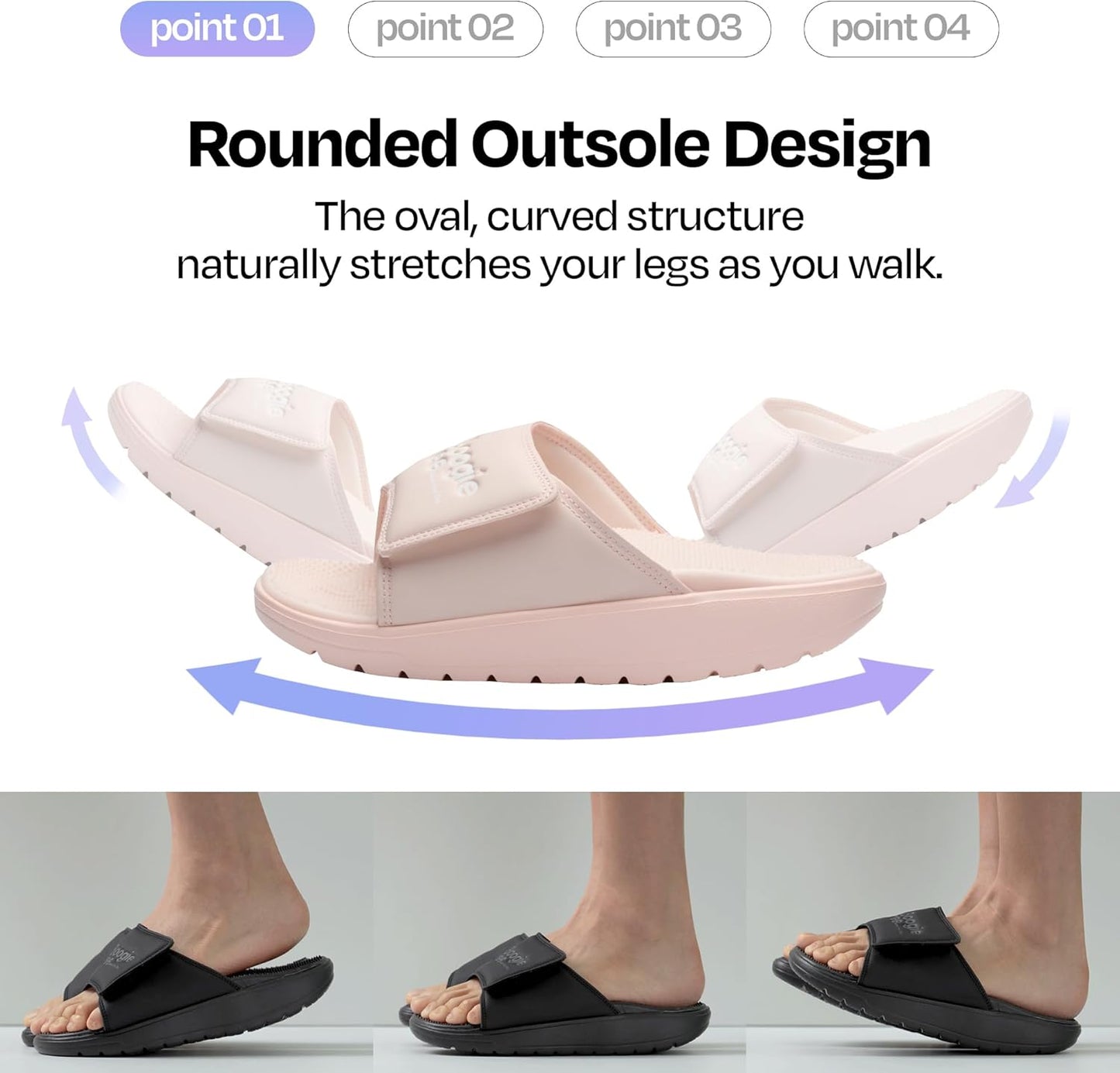 BALLOP Dr. Carering Acupressure Massage Slides Sandals for Women, Beginner Friendly Gentle Pressure, Indi Pink, US Size 6, Wide, Formal, Rocker Bottom Sole, Arch Support, Lightweight, Adjustable Velcro