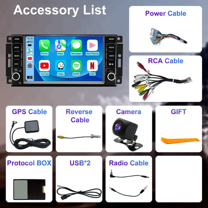 5G WiFi Upgrade Car Radio for Jeep Liberty 2008-2012, Dodge Grand Caravan 2008-2020, Chrysler Town & Country 2008-2016, 7 Inch Wireless CarPlay Android Auto Touch Screen Stereo, GPS BT FM SWC Camera