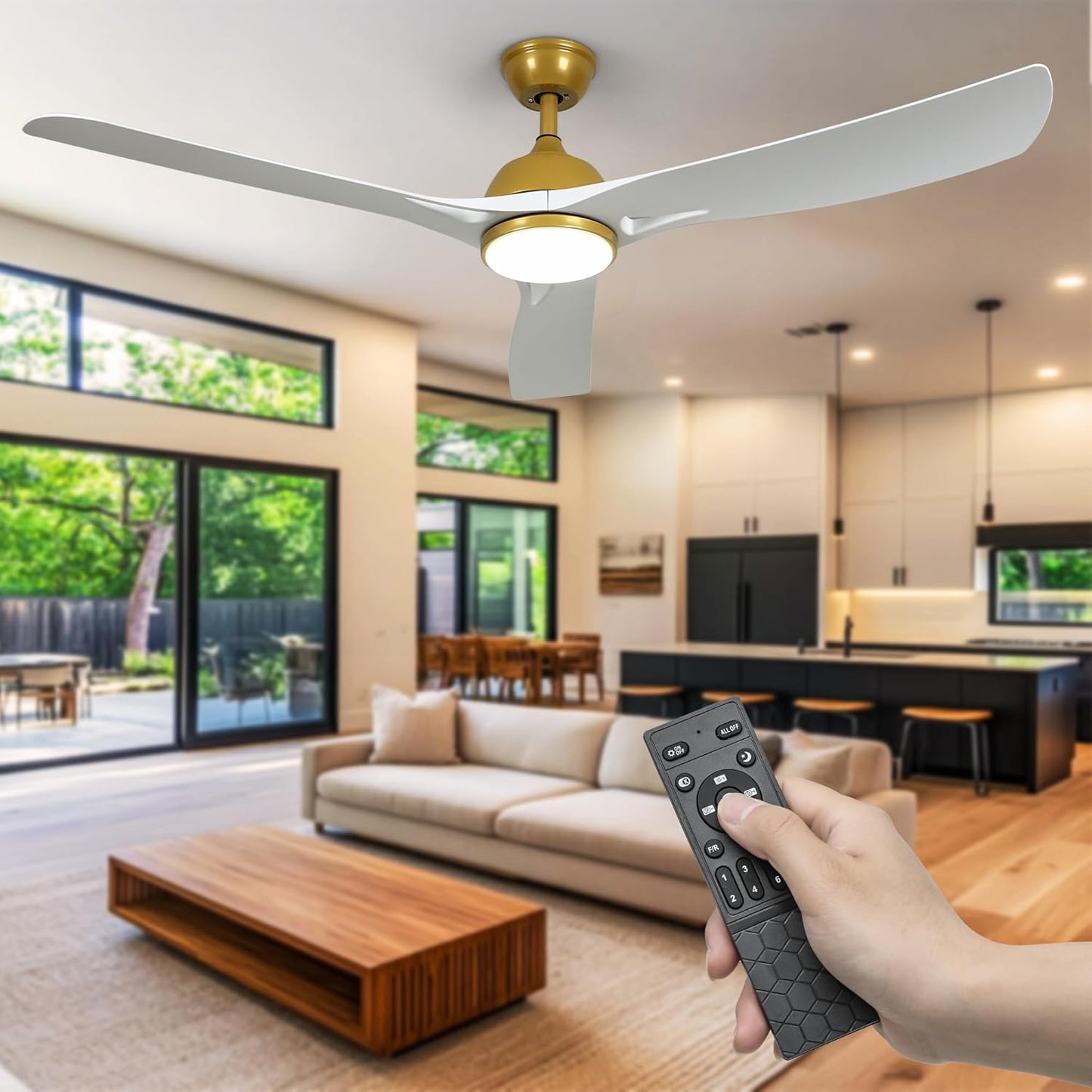DWVO 56" Smart Ceiling Fan with Light: Silent DC Motor - White