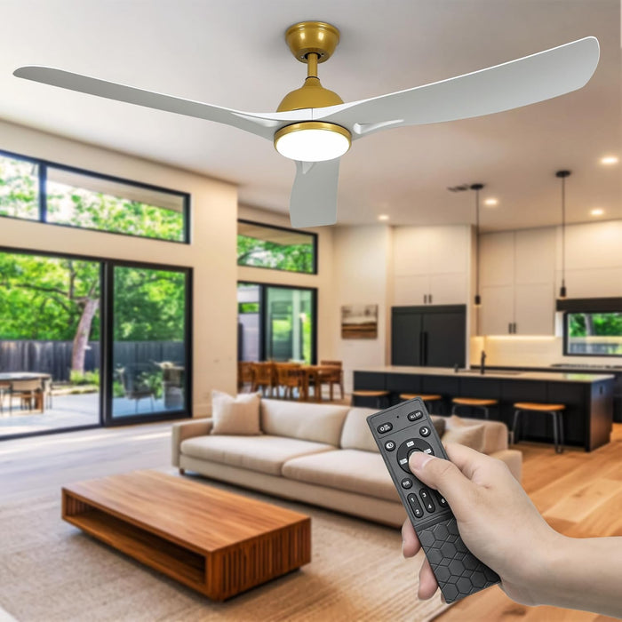 DWVO 56" Smart Ceiling Fan with Light: Silent DC Motor - White