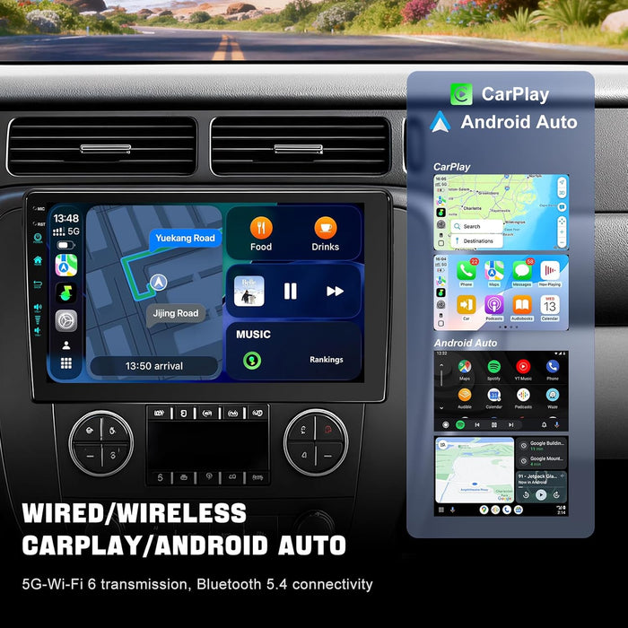 for Upgraded 10.2 Chevrolet Silverado 2007-2013 Tahoe GMC Sierra Yukon Radio, 5G-WiFi6 Wireless CarPlay Android Auto QLED Car Stereo/AM/FM/Airplay/1080P (4Ram+64Rom-HD)
