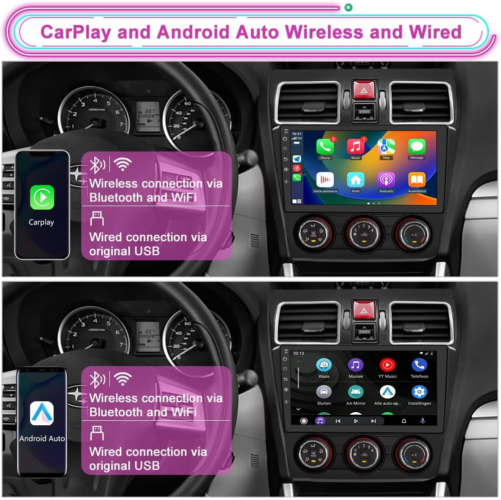 Car Stereo Radio for Subaru Forester 2015-2018 with Wireless CarPlay & Android Auto, 2GB+64GB Android 13, 9" Touchscreen with Backup Camera HD GPS Navigation, Bluetooth 5.0, WiFi, FM/AM, DSP
