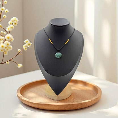 Jade Pendant Necklace, Healing Stone Necklace, Handcrafted Natural Healing Pendant for Men and Women - Infused with Chakra Energy to Attract Wealth, Luck and Health (Green Lotus)