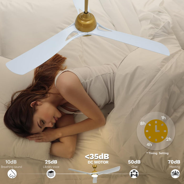DWVO 56" Smart Ceiling Fan with Light: Silent DC Motor - White