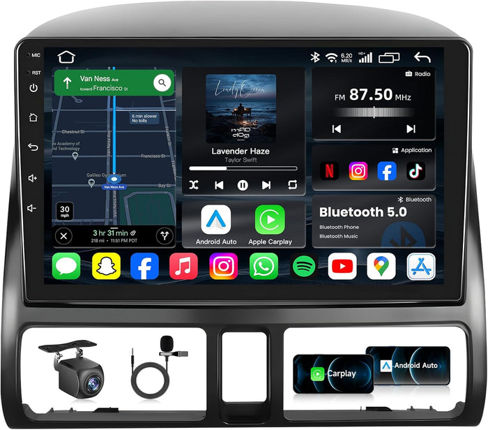 Car Radio for Honda CRV 2002-2006: 1280 * 800 HD Touchscreen Android 13 Car Stereo Upgrade Wireless Carplay & Android Auto DSP GPS Navigation 5G WiFi Backup Camera Bluetooth FM