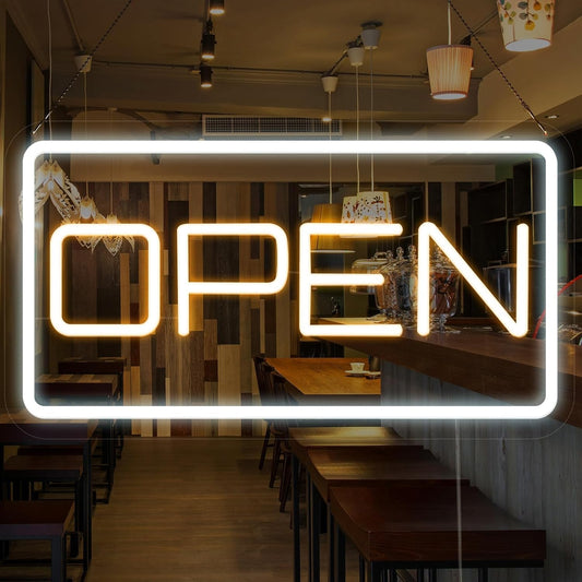 ATOLS 16" x 9" Open Neon Signs, Battery or USB Powered LED Neon Open Sign with USB Plug &13.1‘’ Extension Cord for Business Window, Open Sign Led for Bars, Stores, Coffee Shop, Hotel, Restaurant,Salon