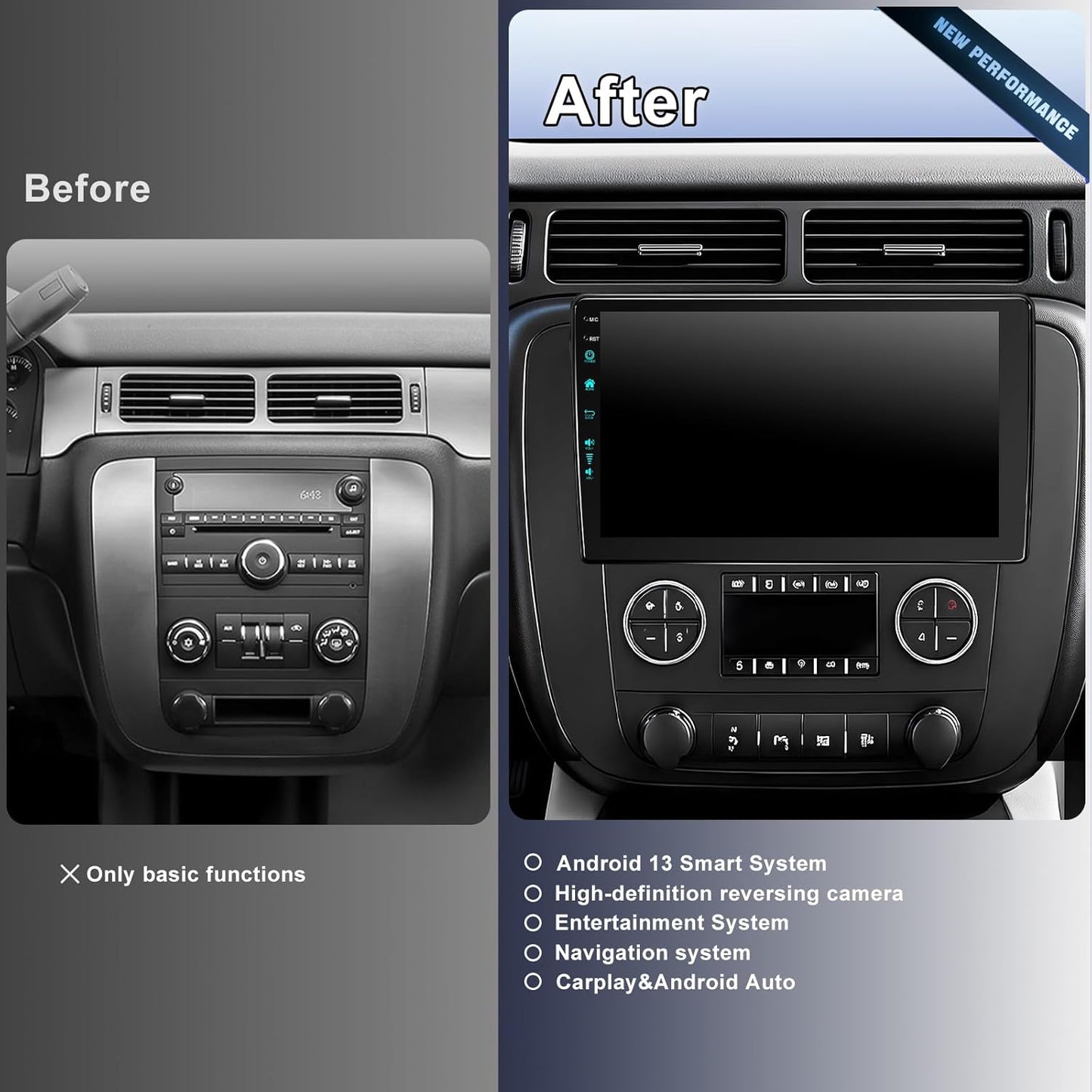 for Upgraded 10.2 Chevrolet Silverado 2007-2013 Tahoe GMC Sierra Yukon Radio, 5G-WiFi6 Wireless CarPlay Android Auto QLED Car Stereo/AM/FM/Airplay/1080P (4Ram+64Rom-HD)