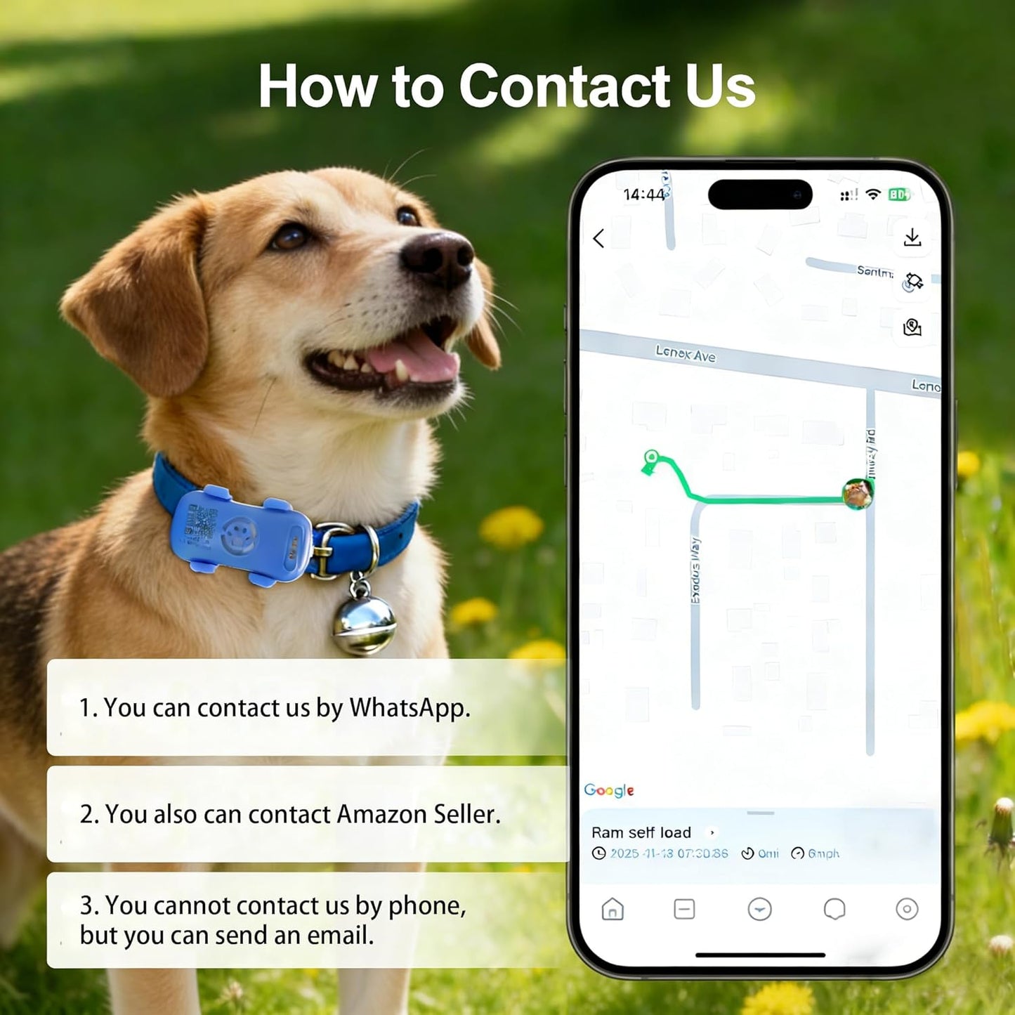 GPS Tracker for Dogs & Cats Pet GPS Location Tracker with Smart Alerts & Location History Geo-Fence Real-Time Waterproof iOS & Android Subscription Required （5-Day Free Trial）