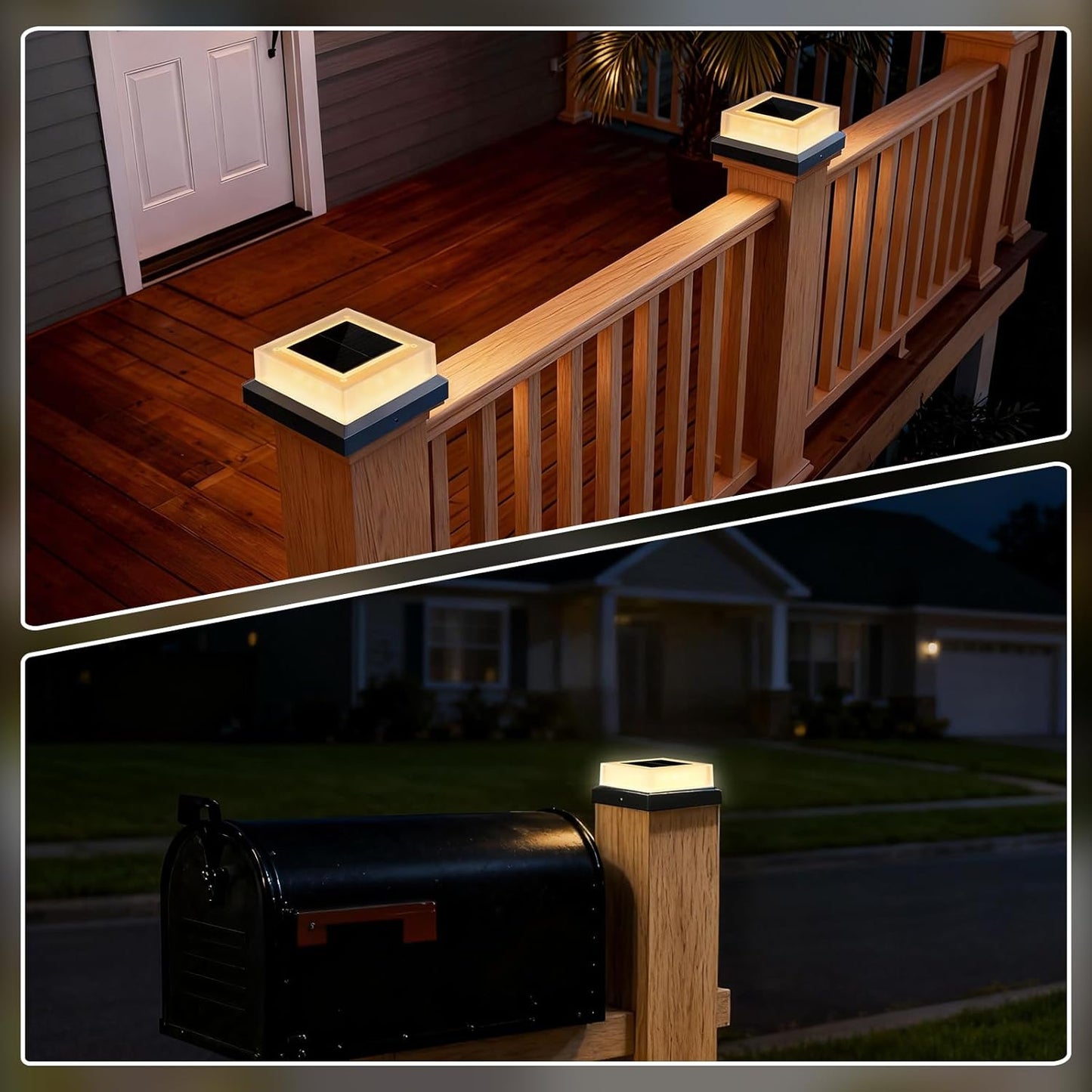 Outdoor Waterproof with Warm White Lighting Black Waterproof Cap Post Lights fit 3.5x3.5/4x4 Wooden/Vinyl Posts