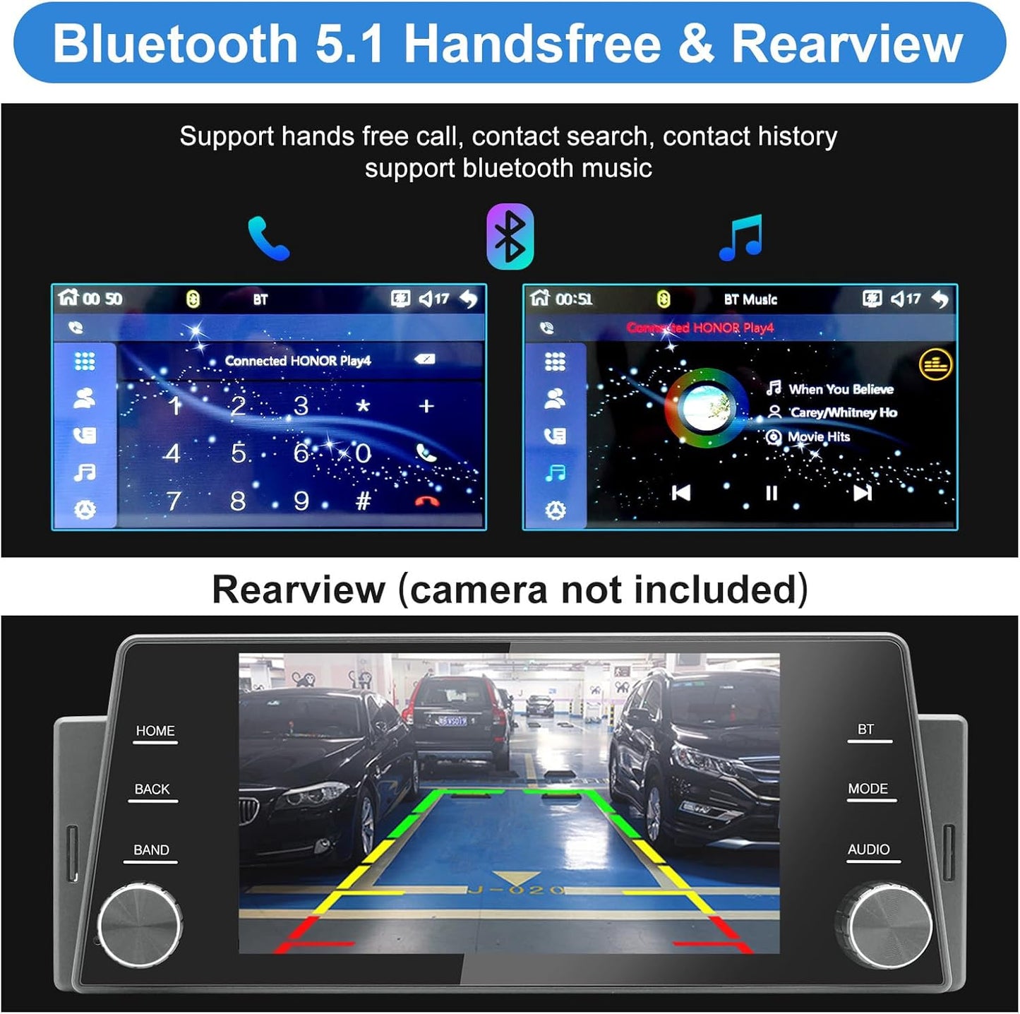 Single Din Car Radio Wireless CarPlay Wireless Android Auto, 5 Inch Touchscreen Car Stereo Head Unit with Mirror Link, GPS Navigation, USB/Bluetooth, FM Radio
