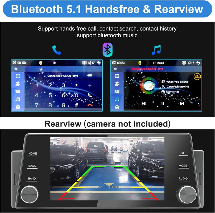 Single Din Car Radio Wireless CarPlay Wireless Android Auto, 5 Inch Touchscreen Car Stereo Head Unit with Mirror Link, GPS Navigation, USB/Bluetooth, FM Radio