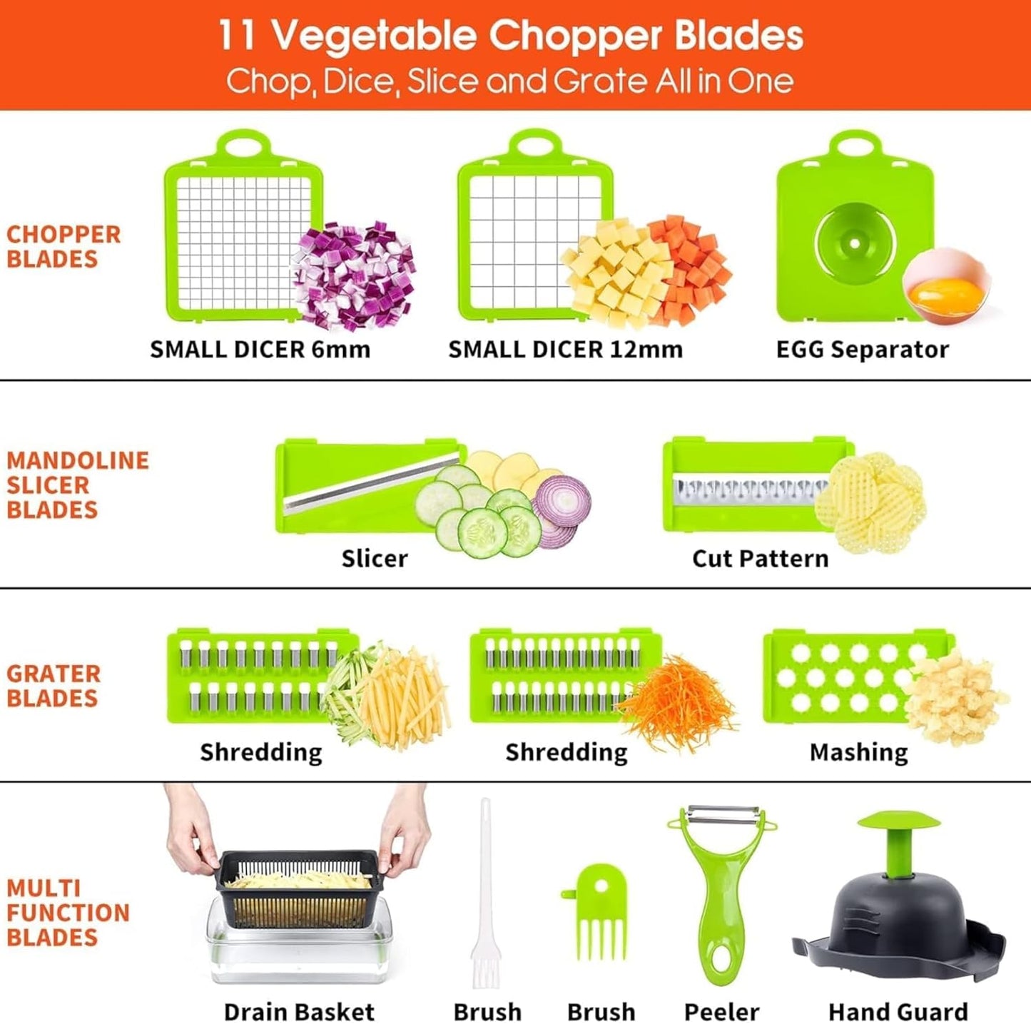 Big Kitchen Vegetable Chopper 16-in-1 Pro Onion & Food Slicer Dicer Veggie Cutter with 11 Blades & Container Kitchen Utensil Set for Cooking & Meal Prep Useful Gadget for New Homeowners